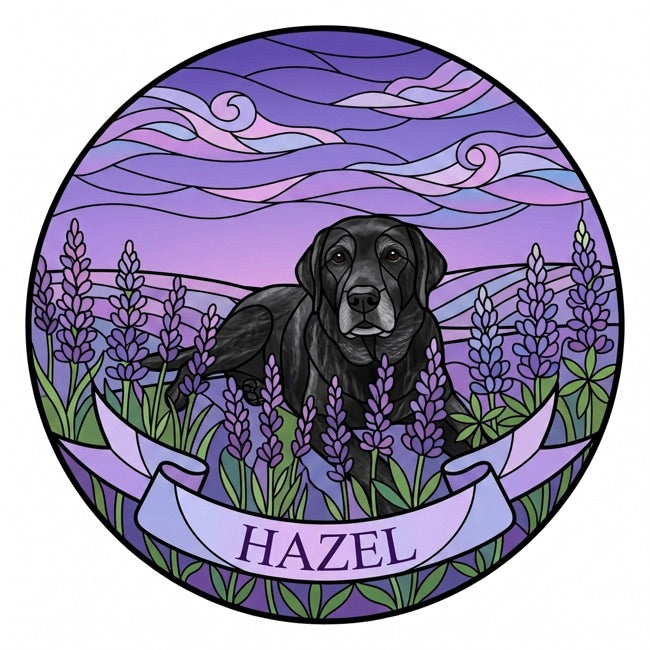 Hazel's personalized portrait in the Lavender Fields design